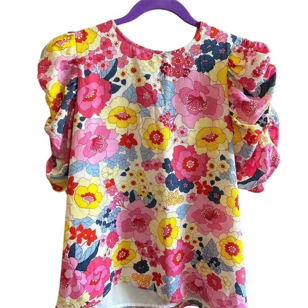 Sugarlips Women's Floral Puff Sleeve Blouse Multicolor Size S